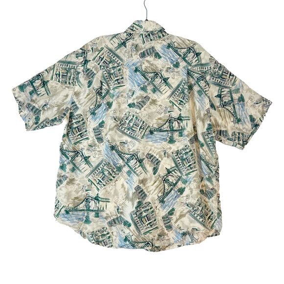 Roundtree & Yorke Silk Shirt Men's Large Multicolor Button Up European Vacation - Picture 2 of 4
